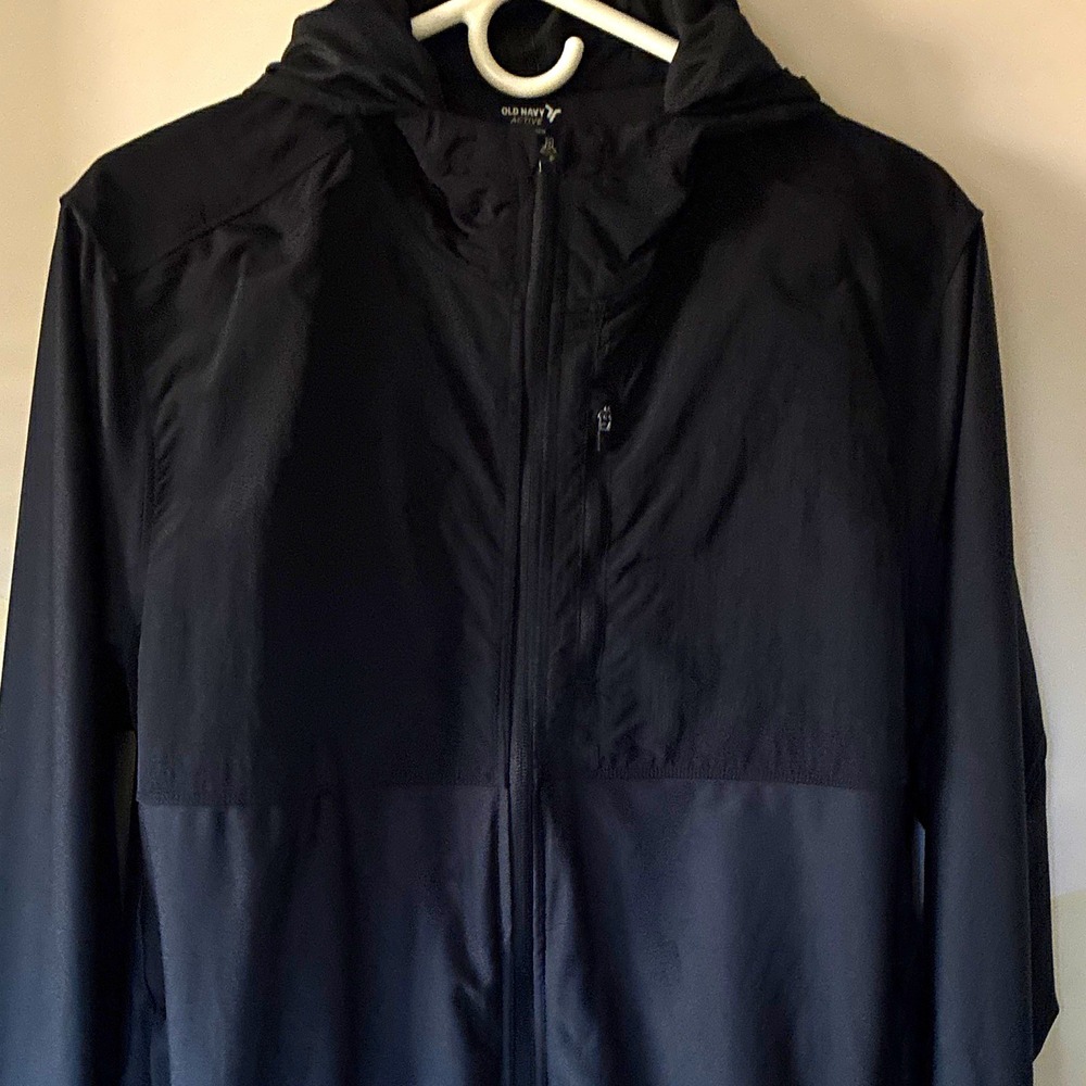 Old Navy Active KnitTech Men's Black Hooded Full Zip Track Jacket Sz L